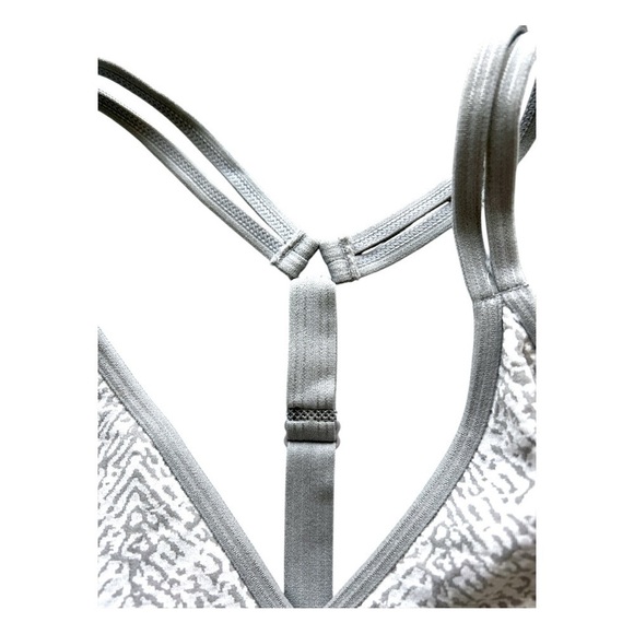 RBX Grey White Printed Adjustable T Strap Sports Bra Size Medium - Picture 9 of 9